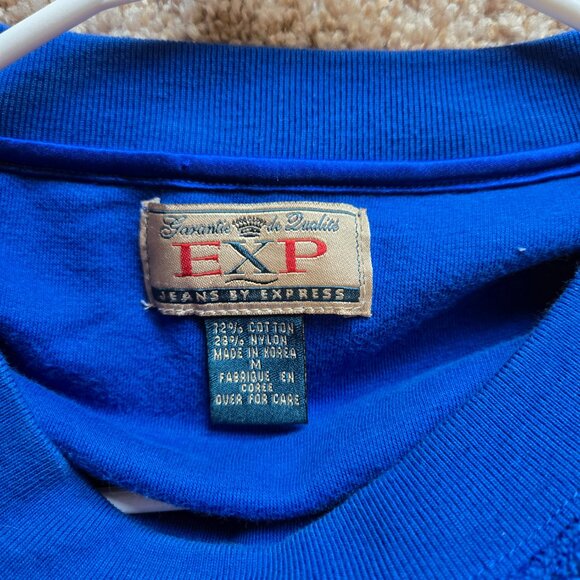 Express Athlétique Women's Medium Royal Blue Crewneck Sweatshirt Boxy - Picture 3 of 5